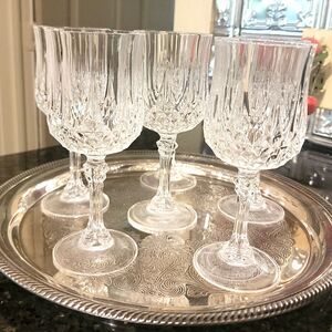 Cristal d'arques Fine Lead Crystal SIX (6) Longchamp 25cl Wine Glasses VTG Excel